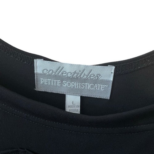 PETITE SOPHISTICATE sz Large Petite Long Dress Jumper Stretchy Pocket Black - Picture 8 of 8