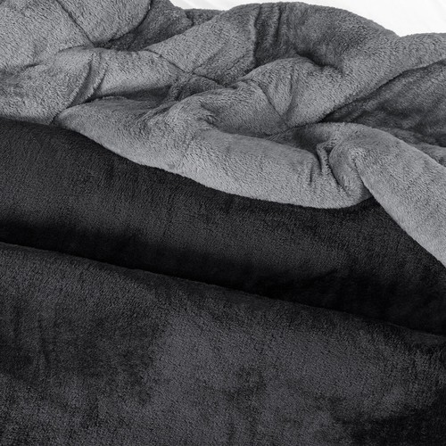 BLACK AND GRAY COLOR BLANKET WITH SHERPA VERY SOFTY THICK AND WARM QUEEN SIZE - Bild 3 von 3