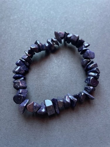 Blue goldstone chip bracelet, stretch bracelet, gemstone bracelet, Crystal, gift - Picture 5 of 10