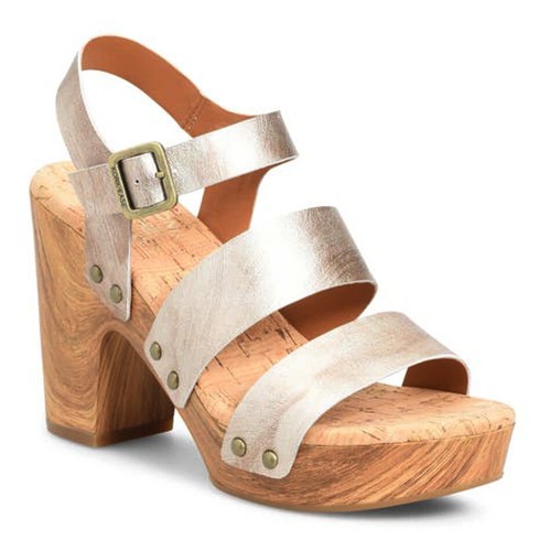 NIB Kork-Ease Della Slingback Leather Platform Sandal US 10 Light Gold Metallic - Picture 2 of 24