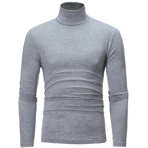 Men's Autumn Winter Pure Color Turtleneck Long Sleeve T-shirt Top Blouse Shirt - Picture 26 of 33