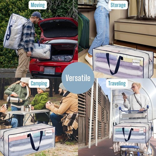 8 Pack Moving Bags w/Backpack Straps, Boxes & 8 Pack, Clear - Picture 6 of 6