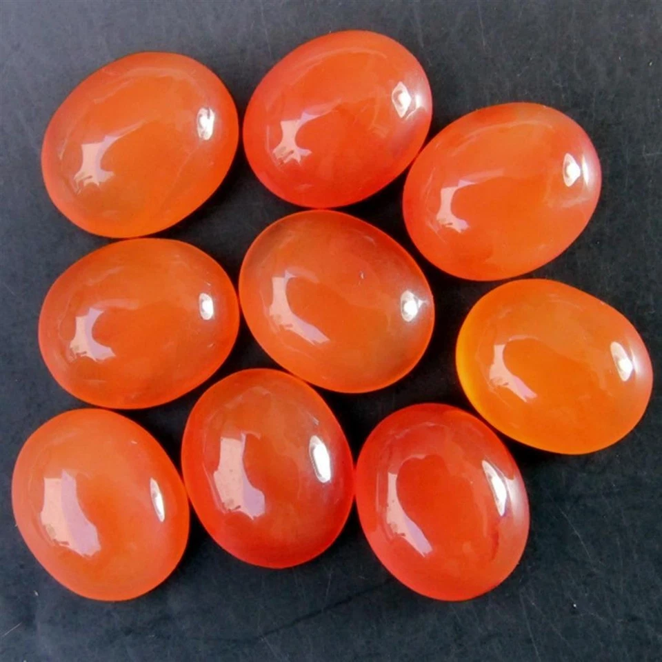 Wholesale Lot 12x10mm Oval Cabochon Natural Carnelian Loose Calibrated Gemstone - Image 3 of 4