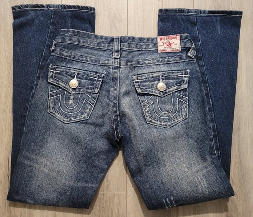 TRUE RELIGION JOEY SIZE 26 BOOT DESIGNER WOMENS DESTROY STYLISH PREWASHED JEANS - Picture 1 of 12