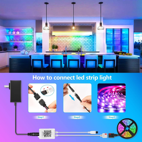 65.6Ft Led Strip Lights for Bedroom with Color Changing Remote and APP Control R - Picture 6 of 12