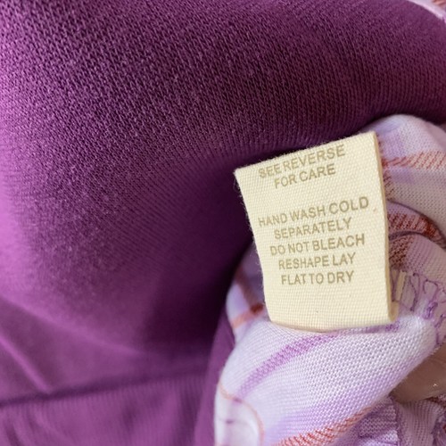 Paper + Tee Purple Plaid Long Sleeve Cropped Sweatshirt V Neck Plus Size 2X - Picture 10 of 10