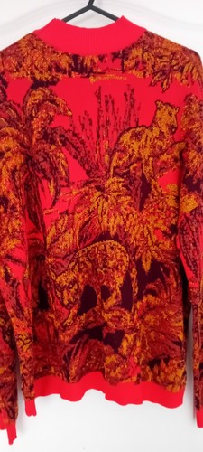 DESIGUAL Red Gold Glitter Animal Jungle Tricot Oversize Jumper S Small 8 10 36 - Picture 6 of 6