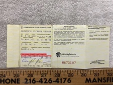 Expired Colleting Pennsylvania Drivers License Update Card Scranton Vintage