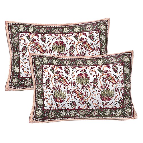 Loom N Bloom Jaipuri Hand Screen Print Cotton 1 Bedsheet 2 Pillowcover "90x108" - Picture 5 of 5