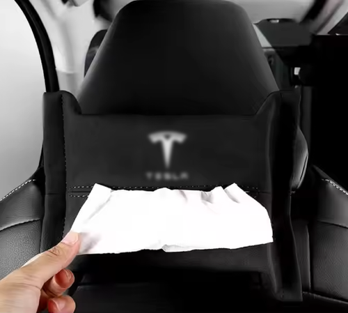 Dark Red Tissue Box Matte Leather Clip Car Organizer for Tesla Model 3 Y X S - Picture 2 of 6
