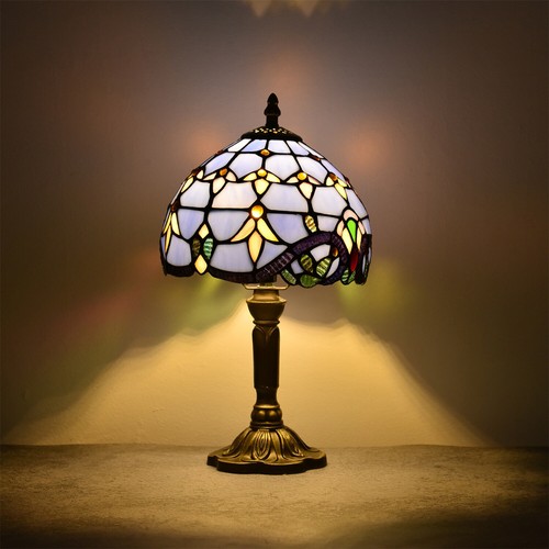 Tiffany Table Lamps Bedside Stained Glass Vintage Decor Bedroom Desk Light 14" - Picture 54 of 143
