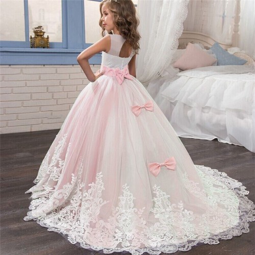 Blumenmädchen Prinzessin Kleid Kinder Party Festzug Hochzeit Brautjungfer formelle Kleider - Bild 25 von 34