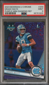 2023 Bowman Chrome U Drake Maye Purple Mini Diamond SP PSA 9 1st #110 /399