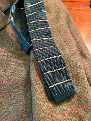 Oak Island Green/White Skinny Knit Tie -- Red Rooster Select - Picture 2 of 8