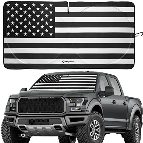 American Flag Windshield Sun Shade, High-Resolution Car X-Large USA B&W Flag - Picture 2 of 8