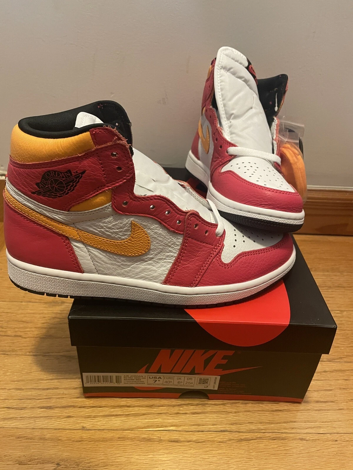 Air Jordan 1 rosso fusione luce 2021 555088 603 taglia 7 5