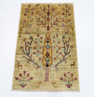 2 x 3 ft Tree Small Accent Doormat Rug Afghan Hand Knotted Veg Dye Wool Rug
