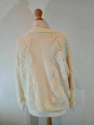 ICHI Women's Chunky Cable Knit Sweater Cream Pullover Jumper Size 46 Danish - Picture 3 of 9
