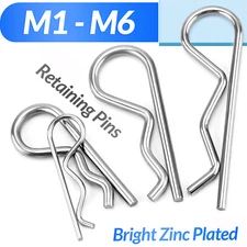 R Clips Bright Zinc Plated Retaining Pins 1mm - 7mm Split Pins for Clevis Pins
