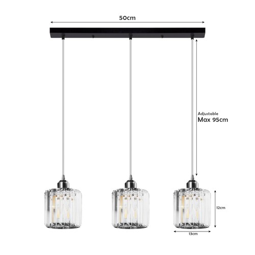Lámpara colgante de vidrio colgante de 1/3 vías LED lámpara de techo moderna vintage - Imagen 18 de 48