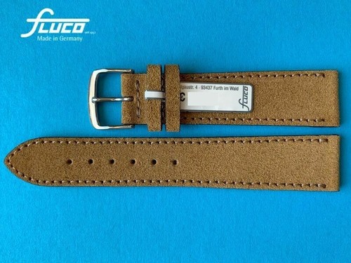 Velour Uhrenarmband von FLUCO 18 und 20mm hellbraun  weich Made in Germany  / 7 - Picture 2 of 2