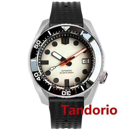 Orologio Uomo 20ATM Diver Tandorio 42,5 mm Giappone NH35A Auto Vetro Zaffiro Luminoso - Foto 20 di 20