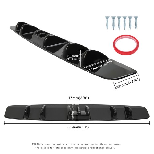 Difusor de parachoques labio trasero aleta de tiburón 7 alas para 04-08 Acura TL base tipo S Aspec-3 - Imagen 2 de 11