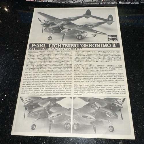 Hasegawa JT-2 1/48 Scale Model Kit WWII US Lockheed P-38 L Lightning Geronimo II - Bild 9 von 19