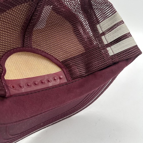 Vtg 70s Klett Construction Spell Out 3 Stripes Trucker Hat Snapback USA Burgundy - Picture 5 of 10