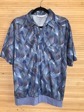 Lilly Dache Polo Shirt Men s Large Dagger Collar 70s 80s Disco Abstract