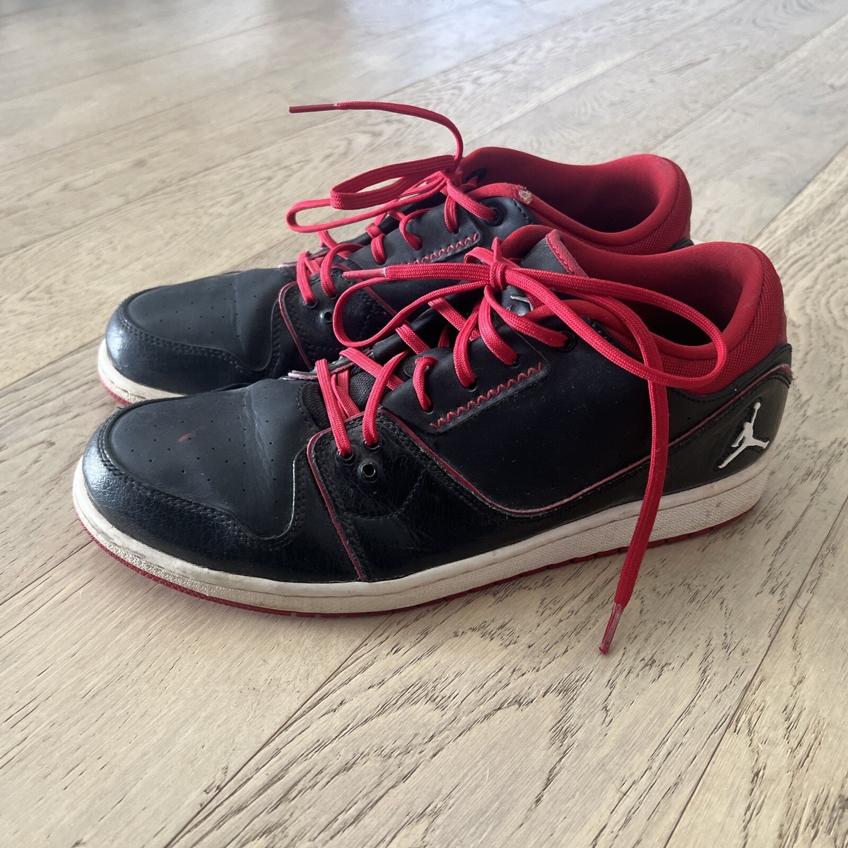 Air Jordan Flight Low Black White Gym Red Men's 654465 Size