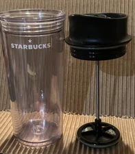 Starbucks French Press Travel To-Go 16 Oz Tumbler Mug Cup Coffee Commuter Clear
