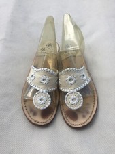Jack Rogers Navajo Sandals Beige White 6 M Thong Palm Beach Hampton