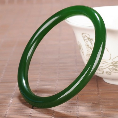 56mm-66mm Green 100% Natural JADE Jadeite Round Gemstone Beads Bangle Bracelet - Picture 7 of 17