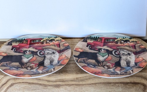 Pier 1 Ironstone Harvest Pups Salad Plate Park Avenue Puppies Pumpkin Dog (2) - Picture 5 of 7