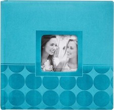 Aqua Embossed Leatherette Photo Album Holds 200 4X6 Photos Memo Area 8.75X9.25in