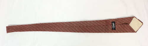 Chloe Red Pure Silk Tie with White Pattern Vintage Read - Picture 10 of 16