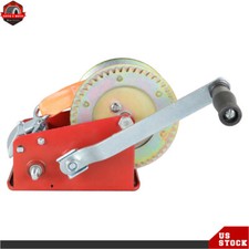 3500 LBS Manual Crank Winch 2 Gear Heavy Duty Hand Winch 10m(32.8ft) Nylon Strap
