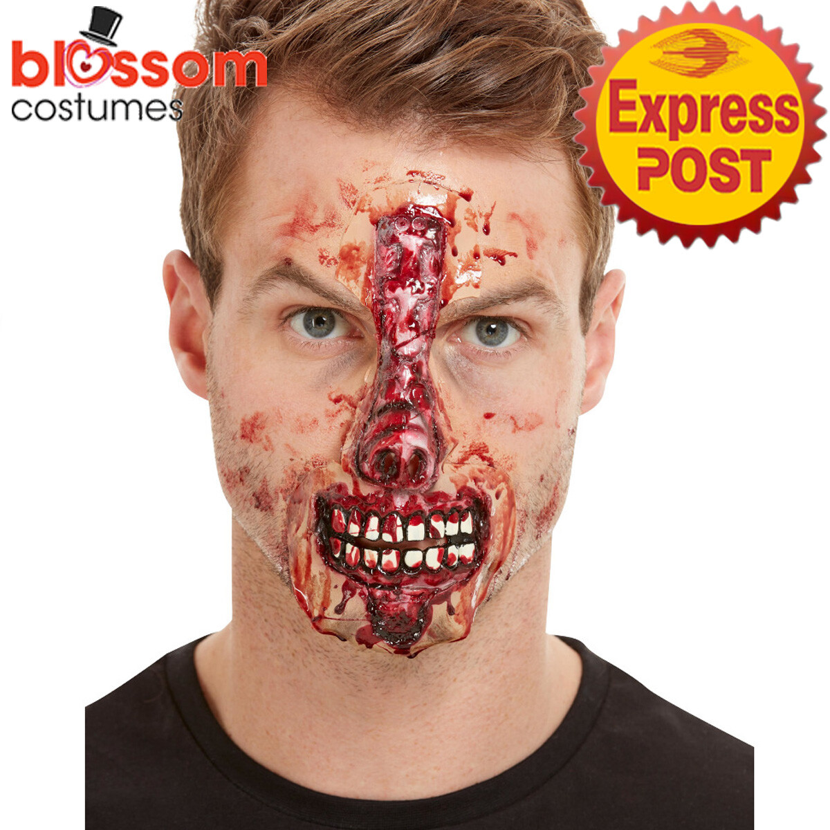 Smiffys Makeup FX Exposed Nose & Mouth Red Smiffys Makeup FX Exposed Nose & Mouth Red