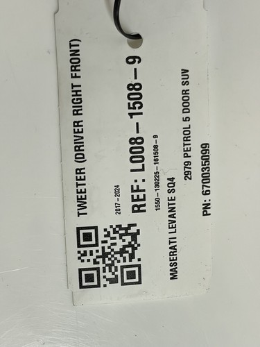 Maserati Levante Sq4 M161 2018 TWEETER FRONT DRIVER 670035099 - Afbeelding 4 van 6
