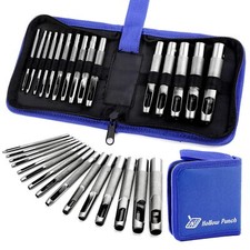 15 Pcs Leather Hole Punch,Hole Punch Set for Leather Craft,Round Steel Leathe...