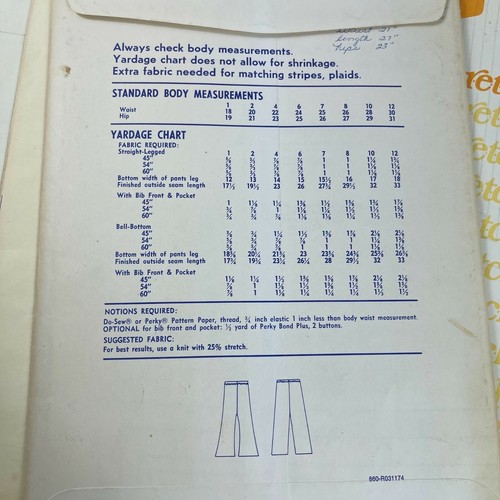4 Vintage Stretch & Sew Sewing patterns Uncut For Family Pants Hippie - Bild 5 von 6