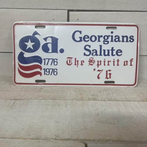 The Spirit Of ‘76 Georgians Salute Vintage Automobile Metal  Tag Fast Shipping