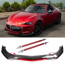Kohlefaser Frontlippe Spoilerschwert + Rot Stützstange Für Mazda MX-5 Miata 2 3