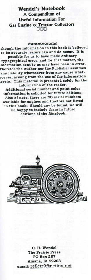 Cuaderno Wendels Motor Gas Tractor Magneto Fechas Maytag John Deere Briggs Foto 2 de 4