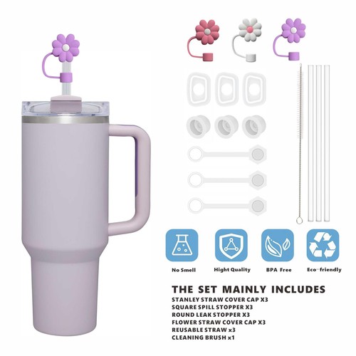 Stanley Cup Accessories Set Including 9 Pcs Silicone Spill Proof Stopper,3 Pc... - Picture 6 of 8
