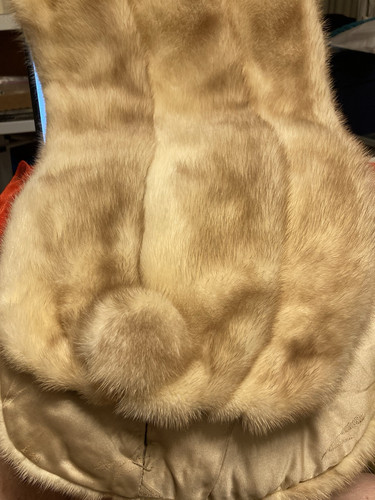 Vintage OFF WHITE IVORYMink Fur STOLE LIGHT TAN GUARD HAIRS Classic Beauty - Picture 2 of 9