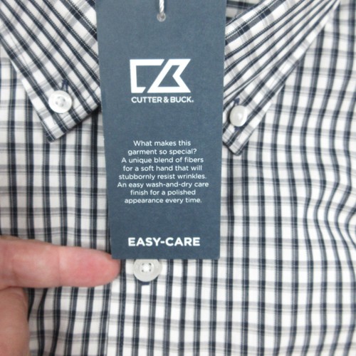 Cutter & Buck Shirt Mens XL Black White Plaid Stretch Easy-Care Button Down NWT - Picture 9 of 19