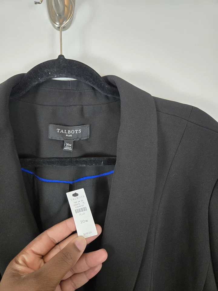 Nwt Talbots Sinlge Button Blazer Size 20w Black Lined Career Office Professional - Image 2 of 4