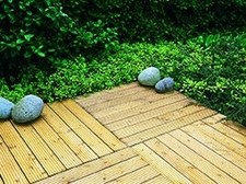 Wooden Garden Decking Tiles Forest Patio Square Tile - 60x60/90x90cm - Pack of 4